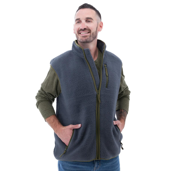 Zachary Sherpa Fleece Vest - Ombre Blue