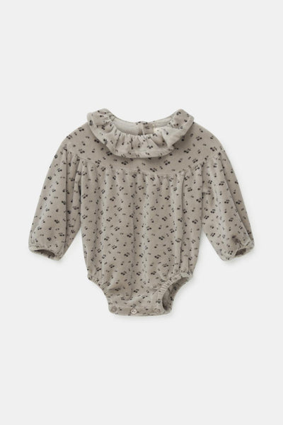 Velour baby romper - Light grey - Bodysuit