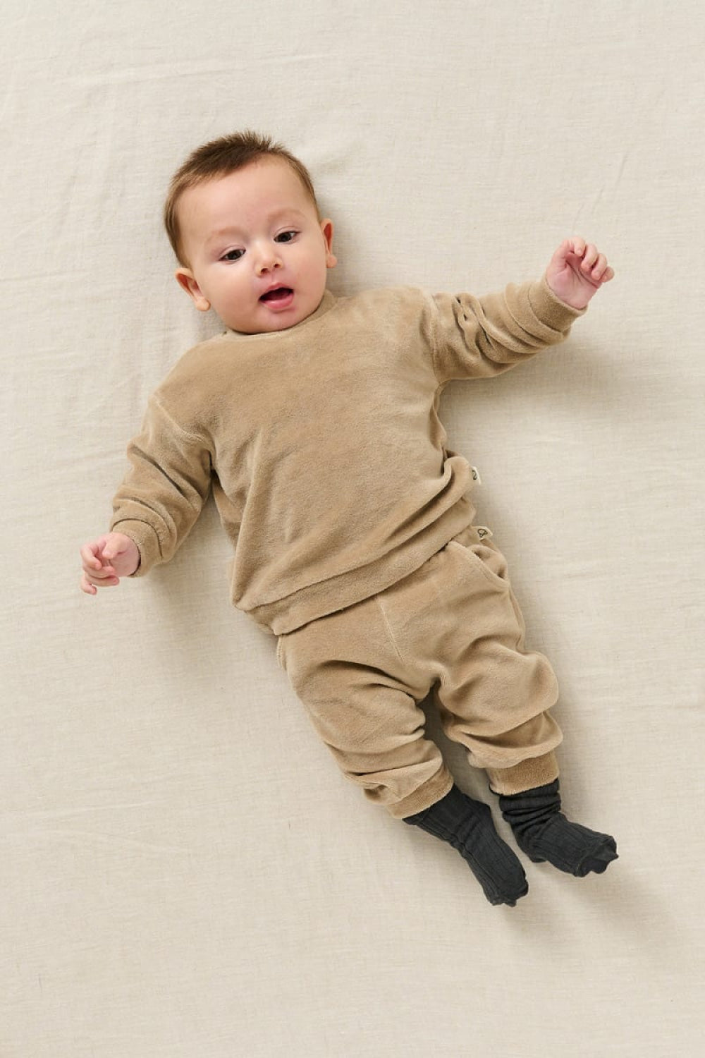 Velour Baby Sweatshirt - Beige - Crewneck Sweatshirt