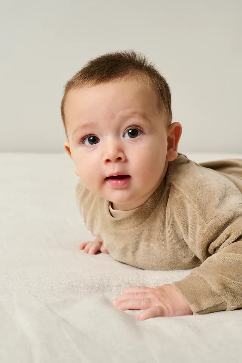 Velour Baby Sweatshirt - Beige - Crewneck Sweatshirt