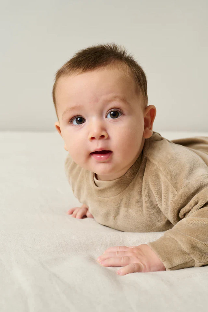 Velour Baby Sweatshirt - Beige - Crewneck Sweatshirt