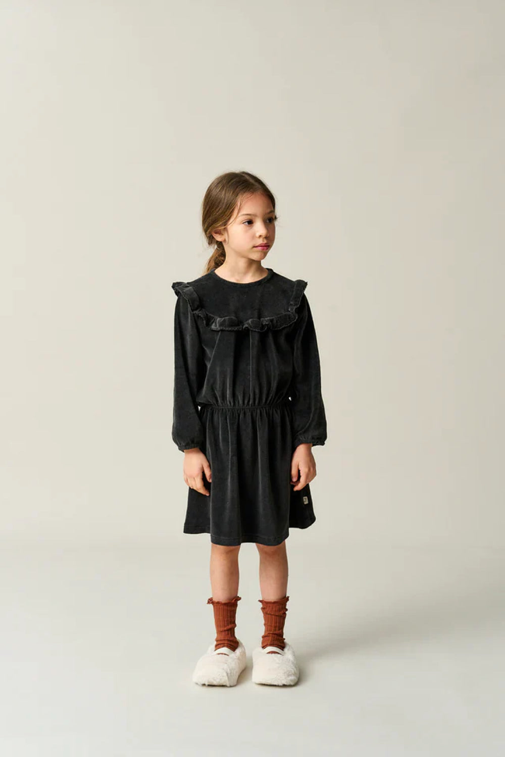 Velour Dress - Dark Grey - Dresses