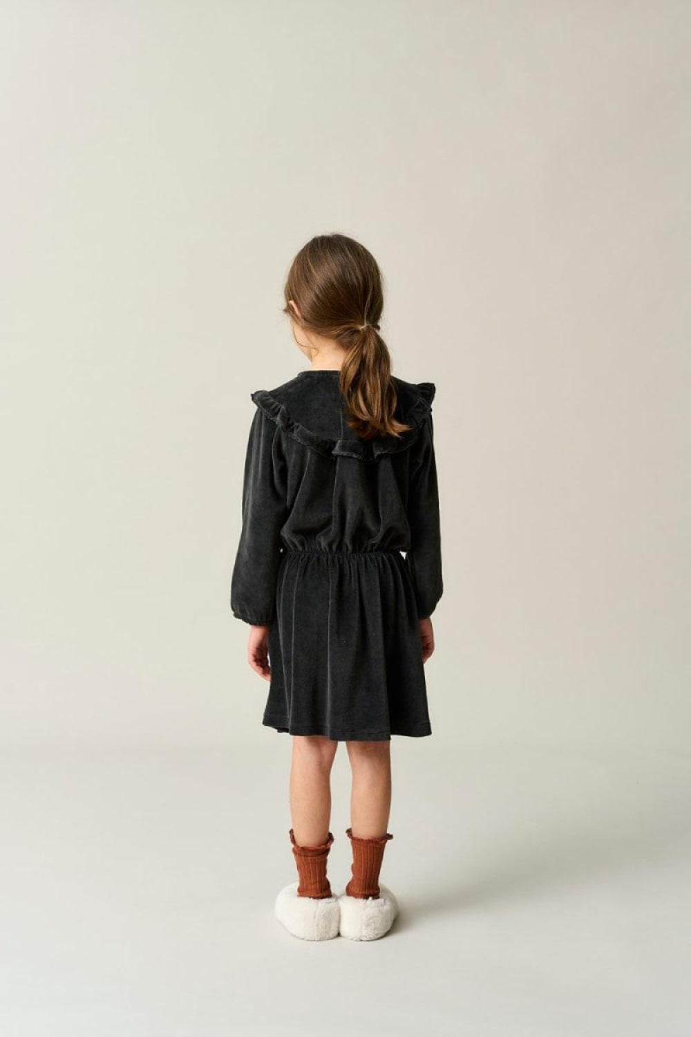 Velour Dress - Dark Grey - Dresses