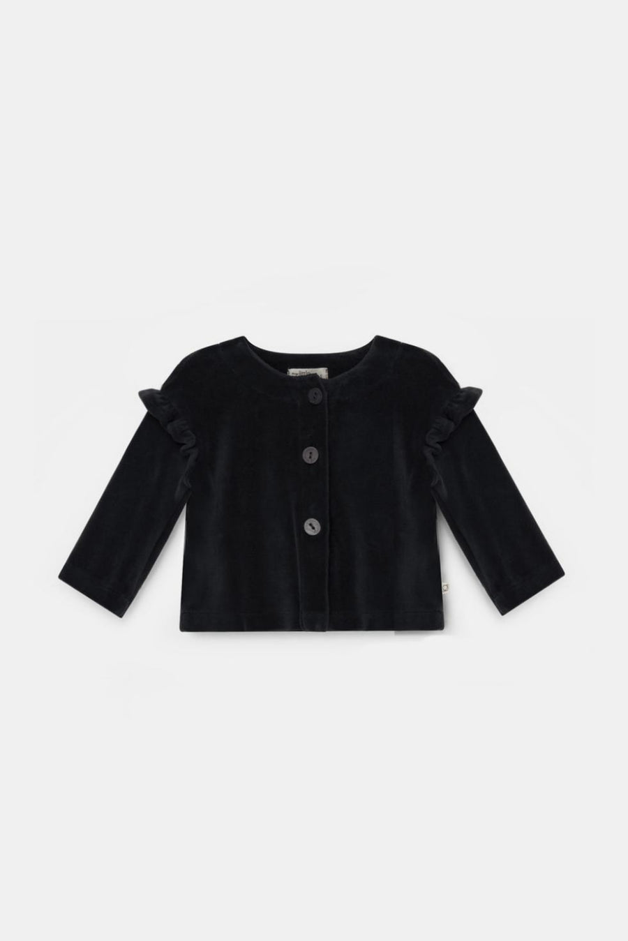 Velour ruffle baby jacket - Dark grey - Cardigan