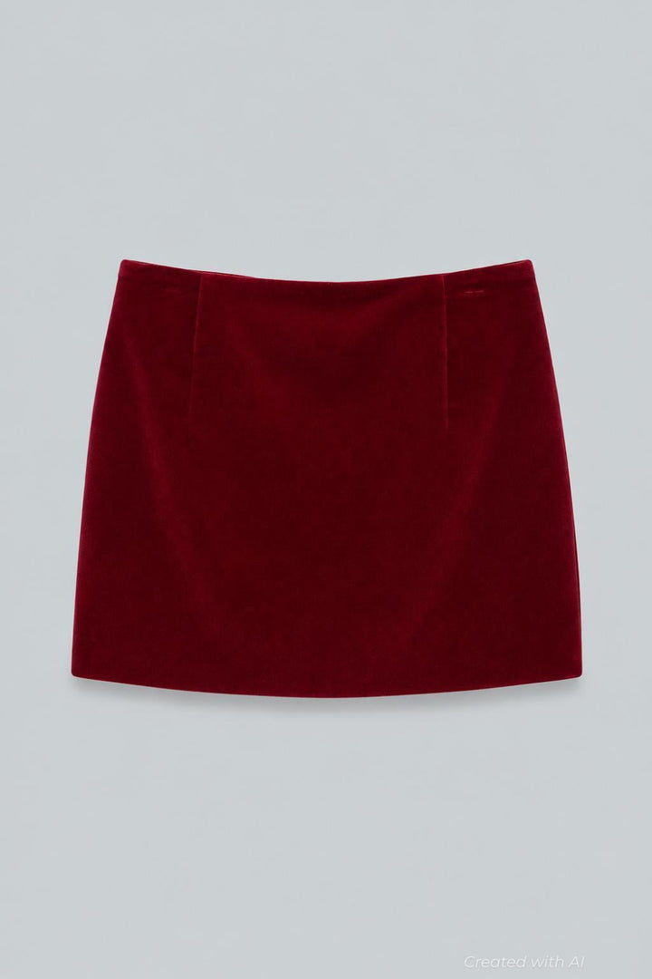 Velvet Vera Mini Skirt - Red - M - Skirt