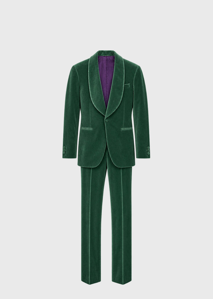 Velvet 1-Button Peak Phillip Suit - Bottle Green