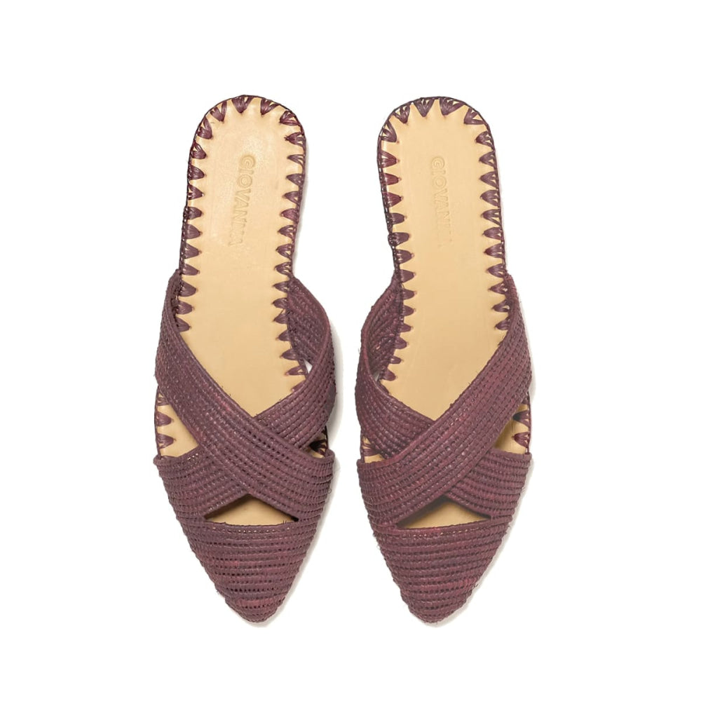 Venus Raffia Mule Bordeaux - Mules