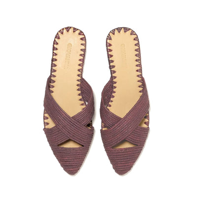 Venus Raffia Mule Bordeaux - Mules