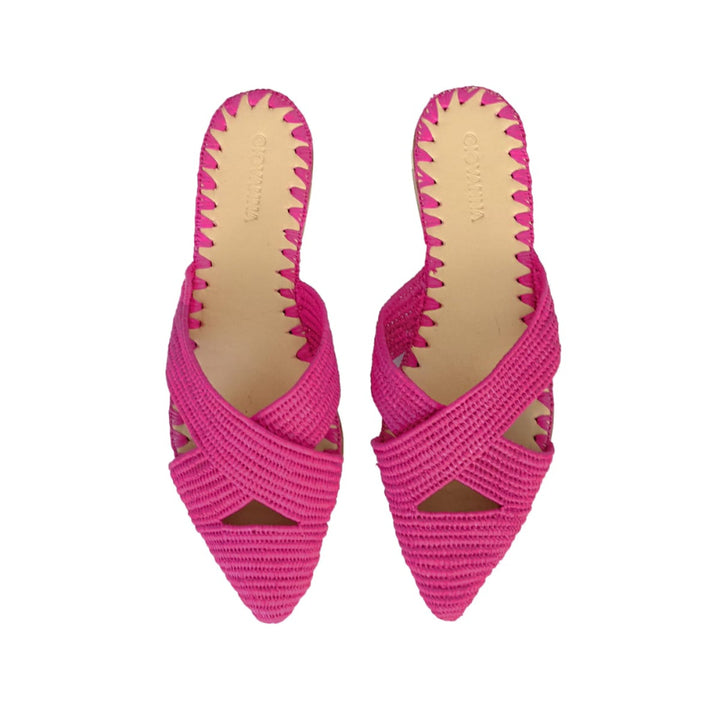 Venus Raffia Mule Fuchsia - Mules