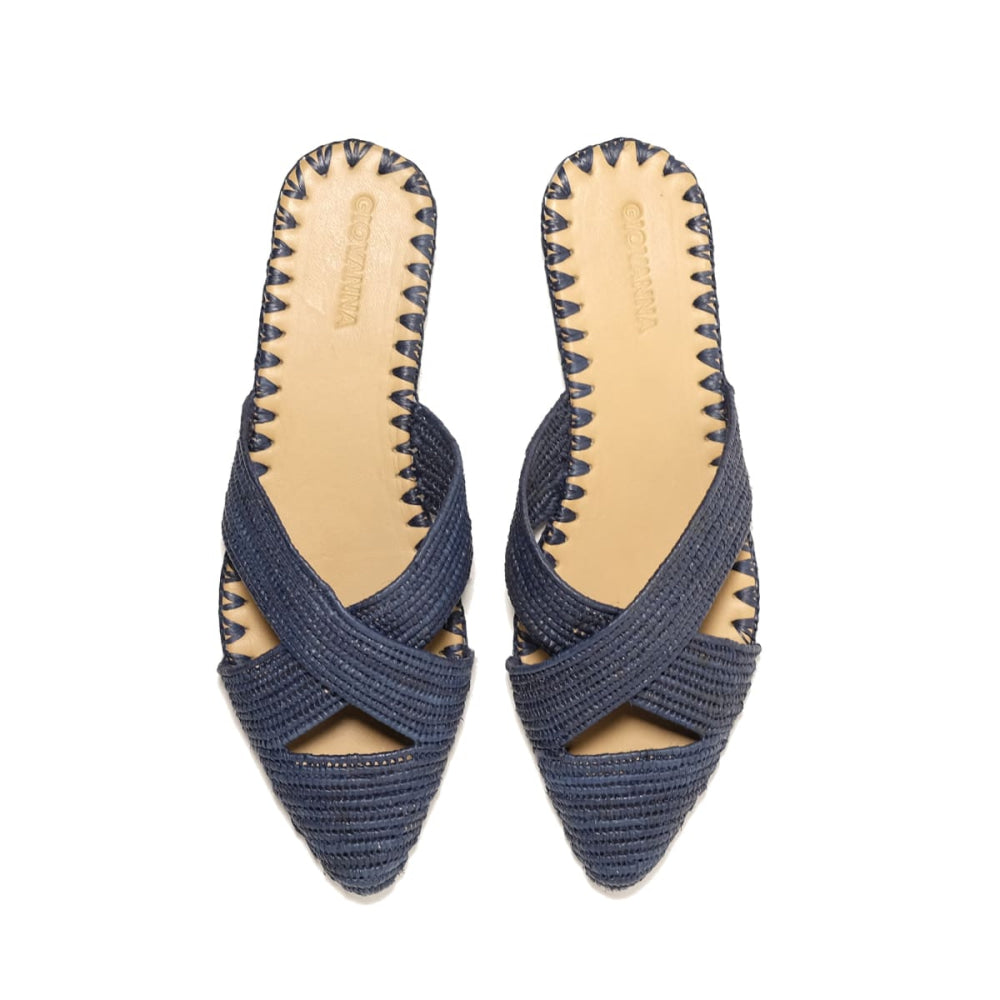 Venus Raffia Mule Indigo - Mules