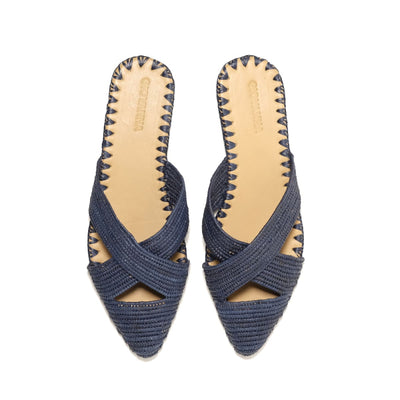 Venus Raffia Mule Indigo - Mules