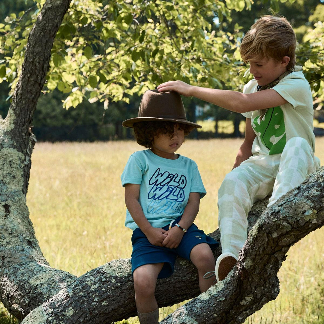 Recycled Cotton Wild Kid T-shirt - Sterling Blue/multi