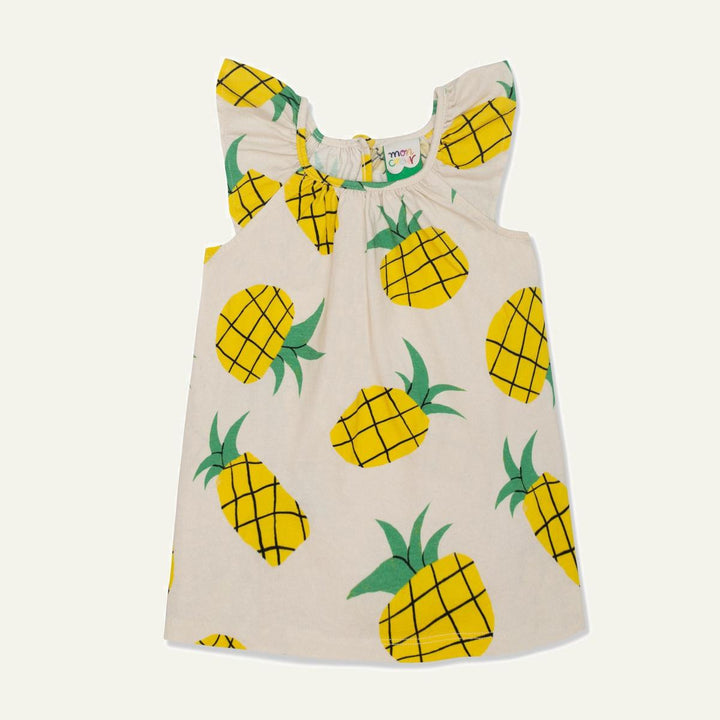 Recycled Cotton Pineapple Harvest Baby Summer Dress - Natural/multi