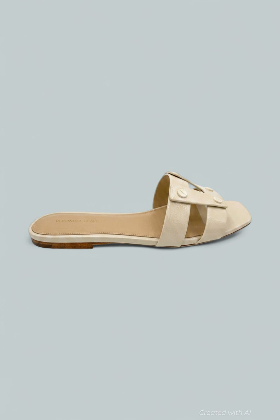 Via Leather Slide Sandals - Ecru - Sandals