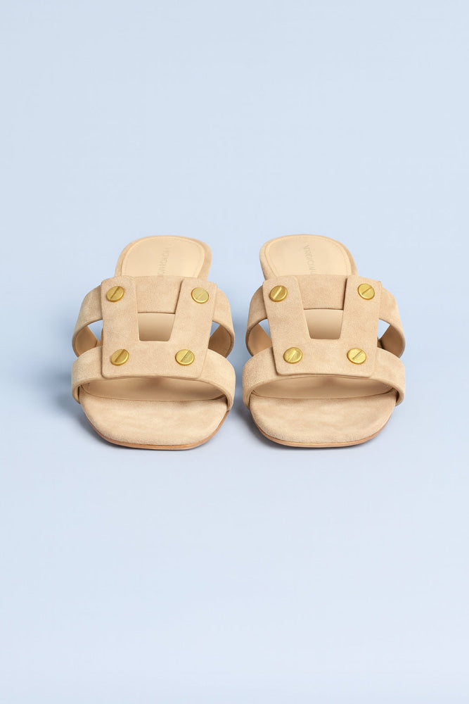 Via Suede Slides - Sand - 9 - Sandal