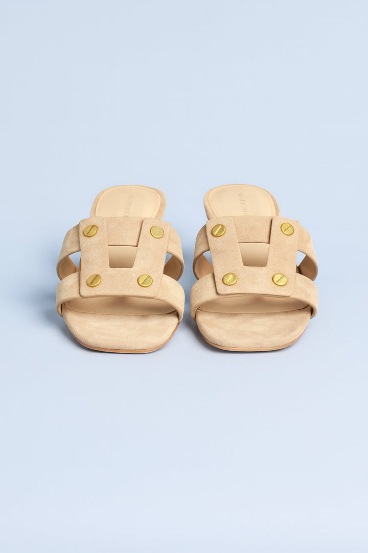 Via Suede Slides - Sand - 9 - Sandal