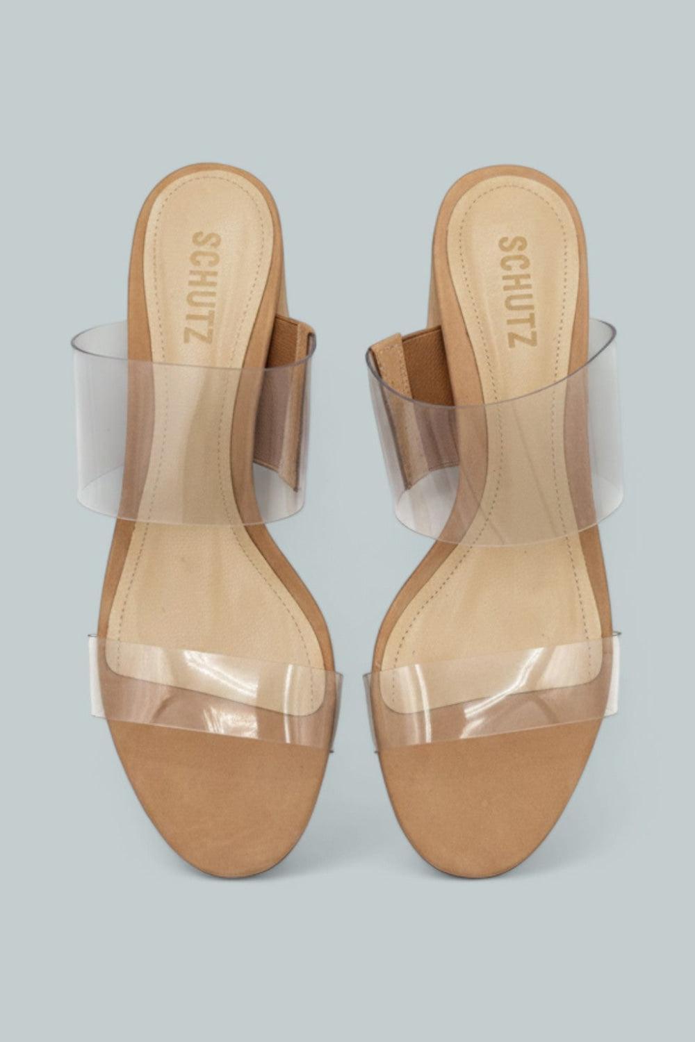 Victorie Clear Strap Block Heel Sandals - Transparent - 8 - Sandals