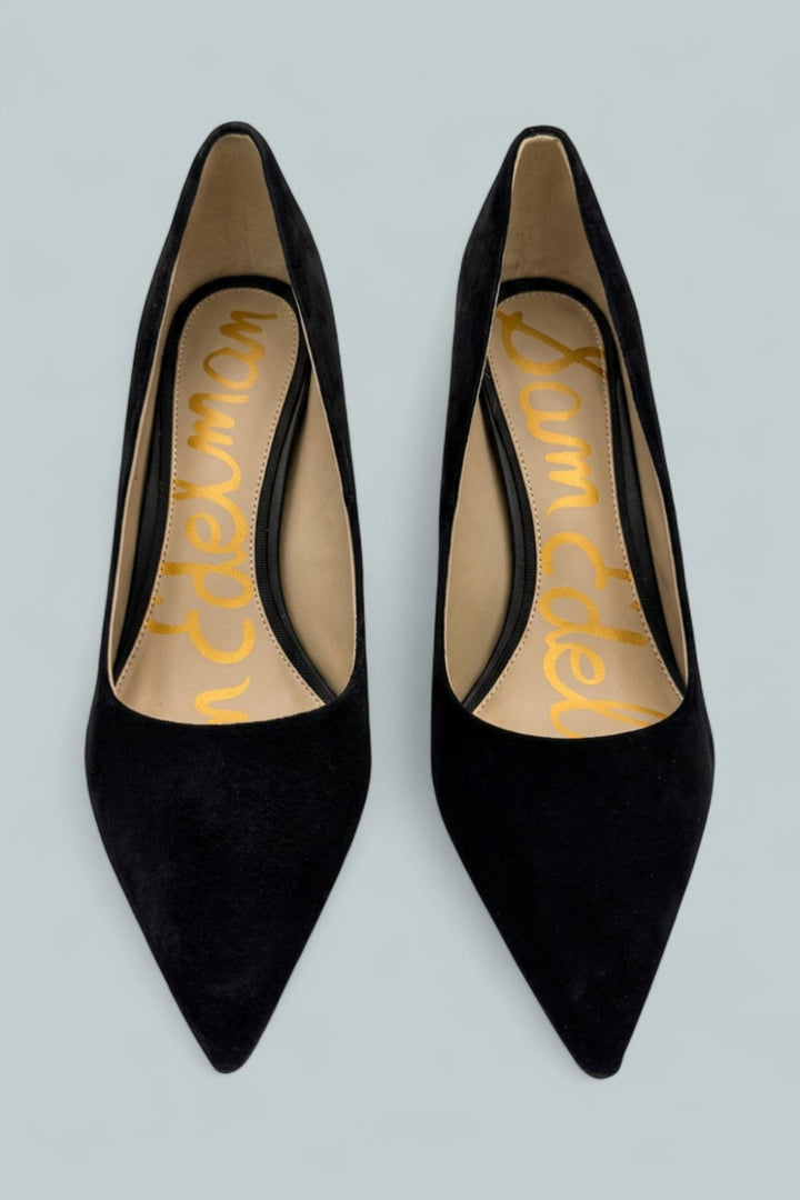 Vienna Pointed Toe Mid Heel Pumps - Black - Sandal