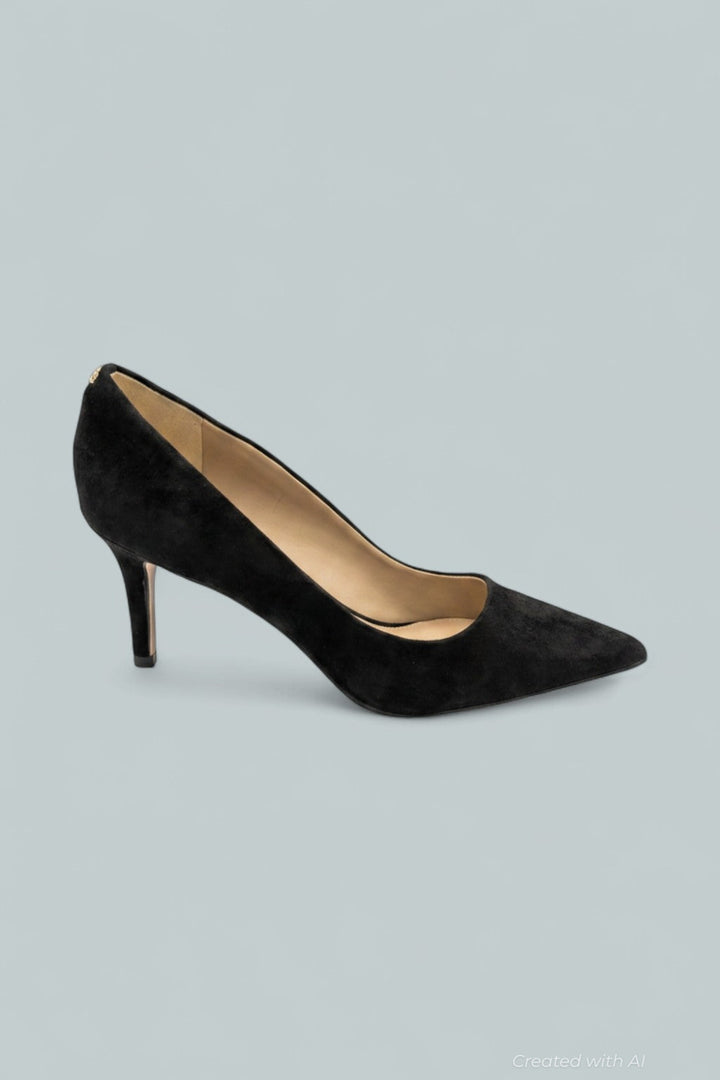 Vienna Pointed Toe Mid Heel Pumps - Black - Sandal