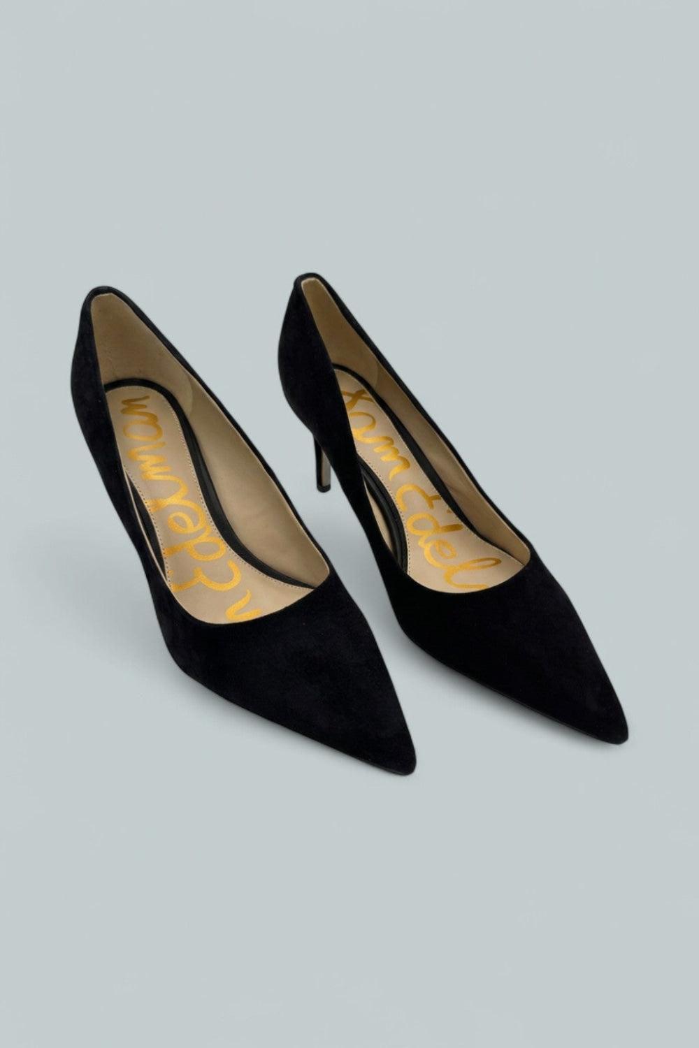 Vienna Pointed Toe Mid Heel Pumps - Black - Sandal