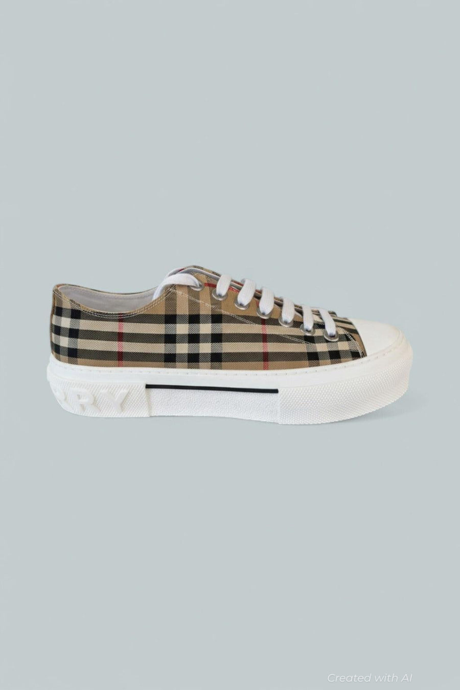 Vintage Check Cotton Trainers - Beige - 7 UK / 40 EU / US W 10 - Sneaker