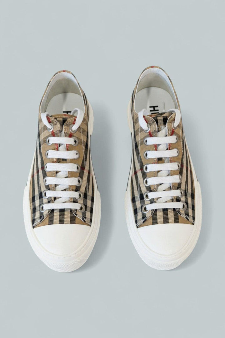Vintage Check Cotton Trainers - Beige - 7 UK / 40 EU / US W 10 - Sneaker