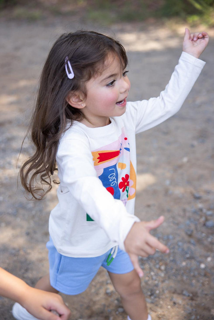 Recycled Cotton Della Blue Cropped Girl Shorts - Della Blue