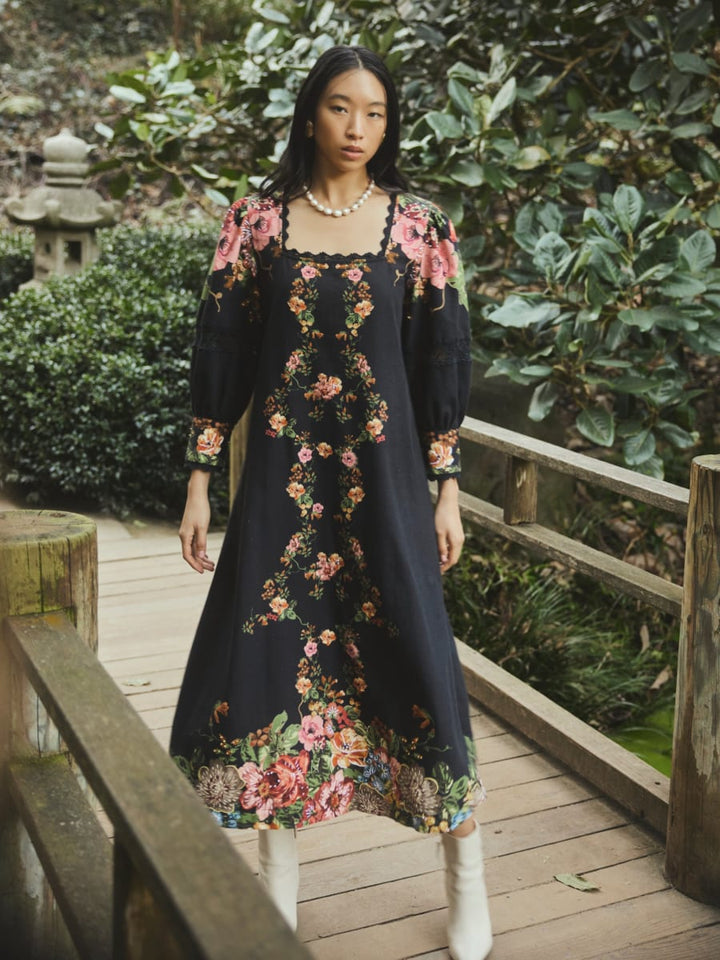 Tara Dress - Black Victorian Floral