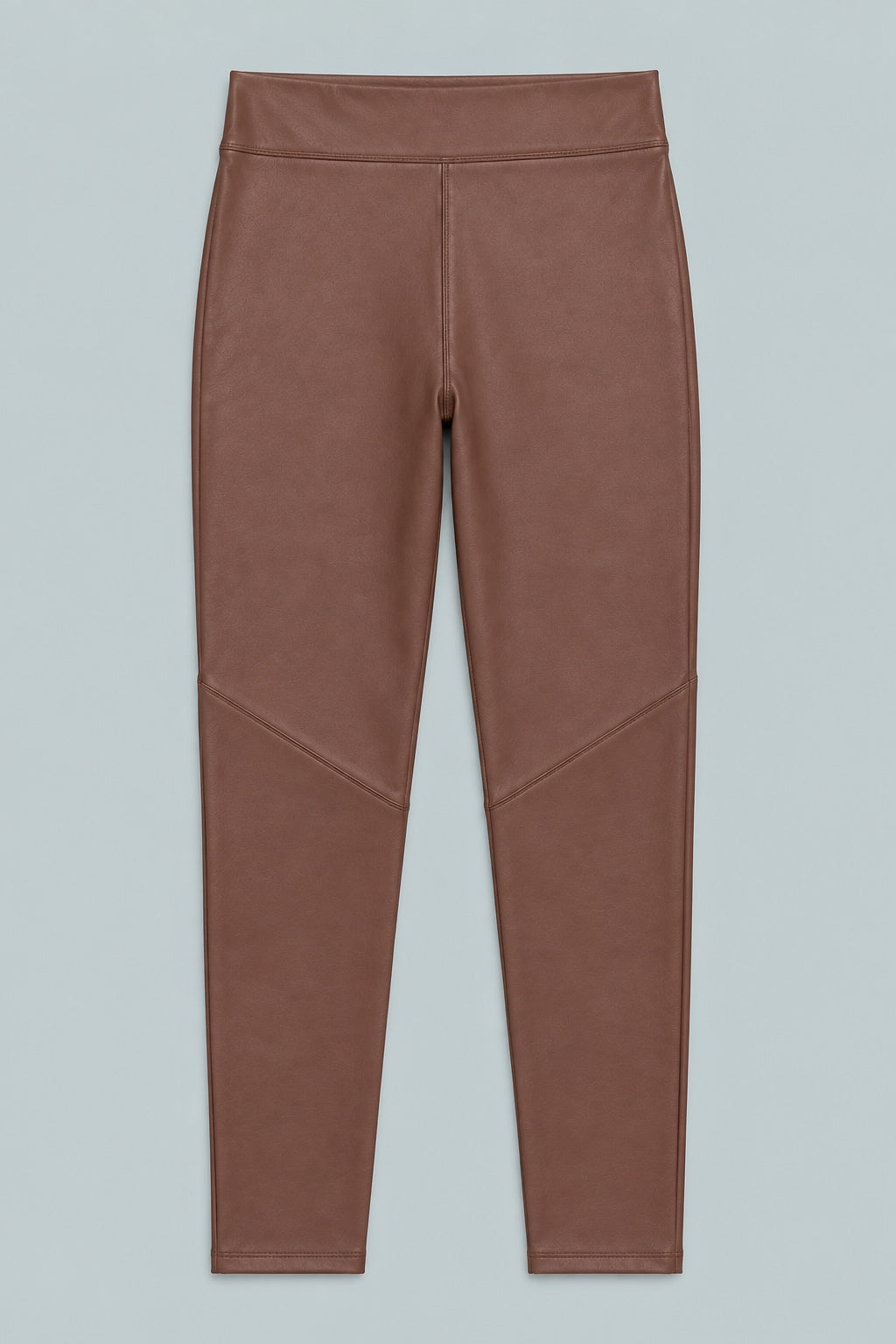 Cropped Faux Leather Leggings - Brown