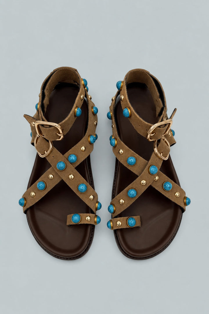 Ava Phillippe Women's Jazzy Embellished Sandals Exclusive - Brown Suede