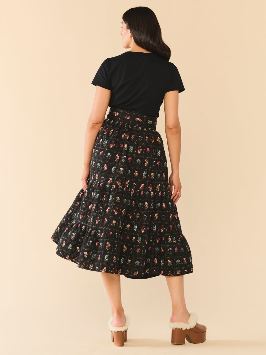 Celine Skirt - Quilted Florence Black Floral
