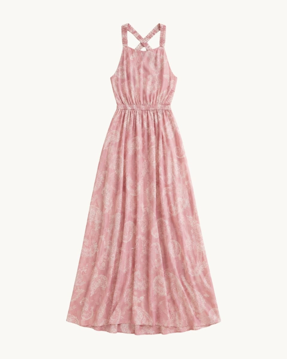Raf Cross Back Maxi Dress - Pink Paisley