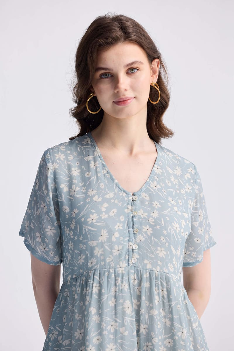 Floral Short Tiered Dress - Floral Poetry