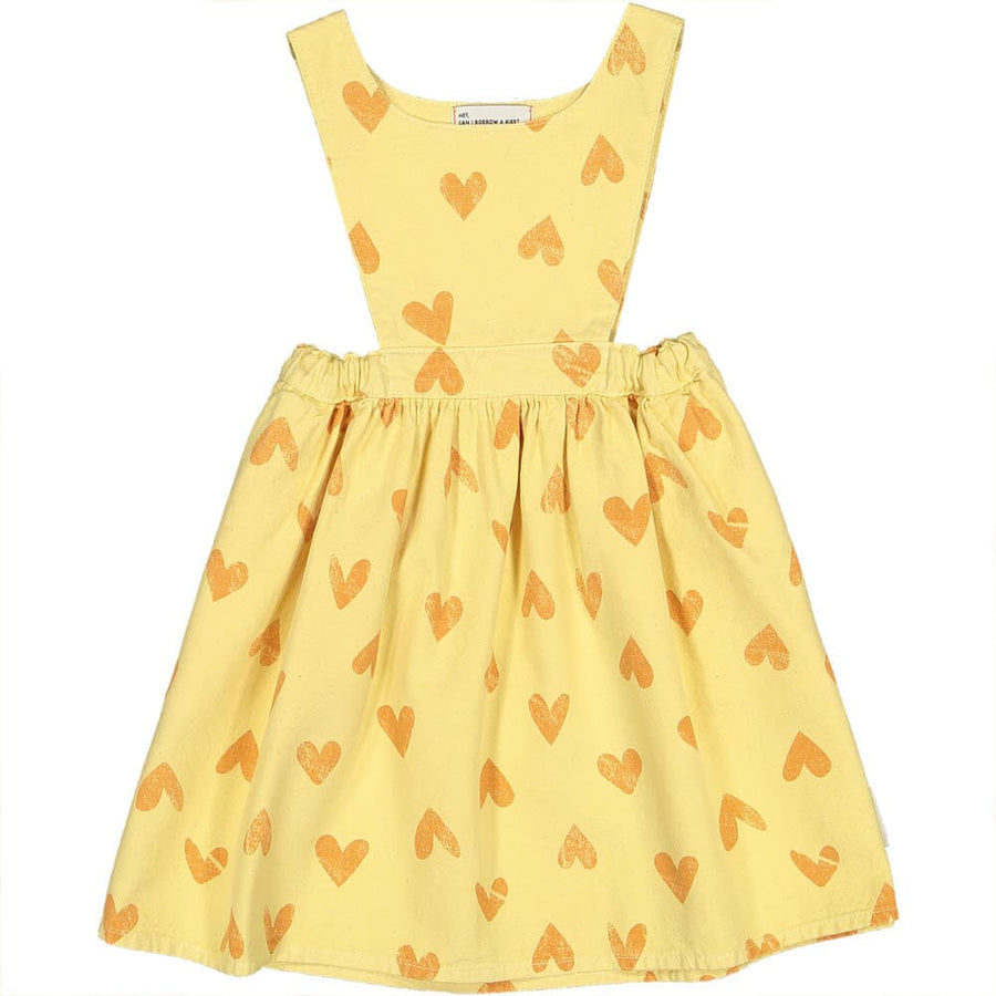 Short Dress - Yellow w/ Hearts Dresses + Skirts Piupiuchick 