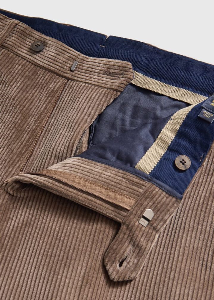 Suede Trimmed Corduroy Trouser - Taupe