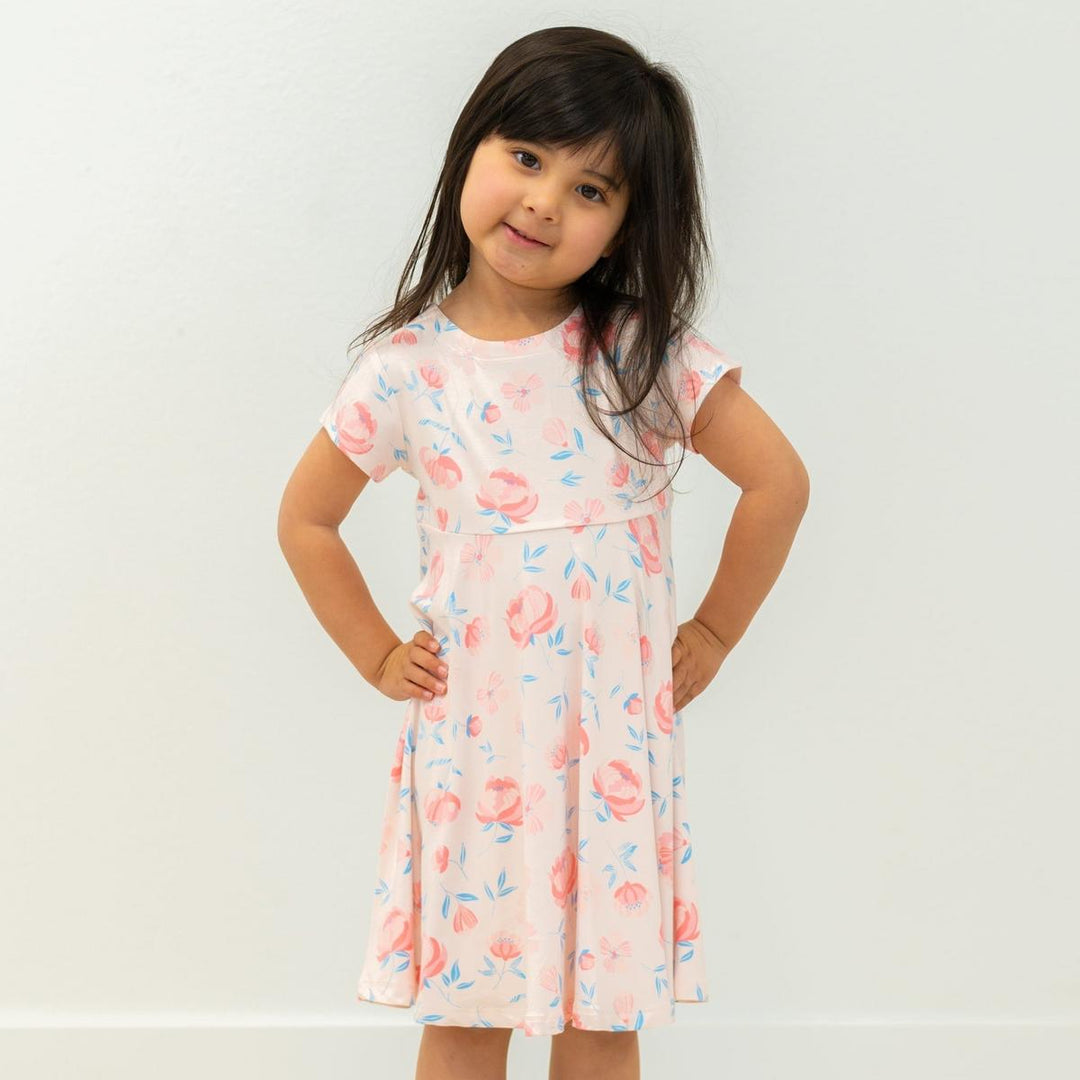 Swirly Girl Short Sleeve Dress - Peony Pink