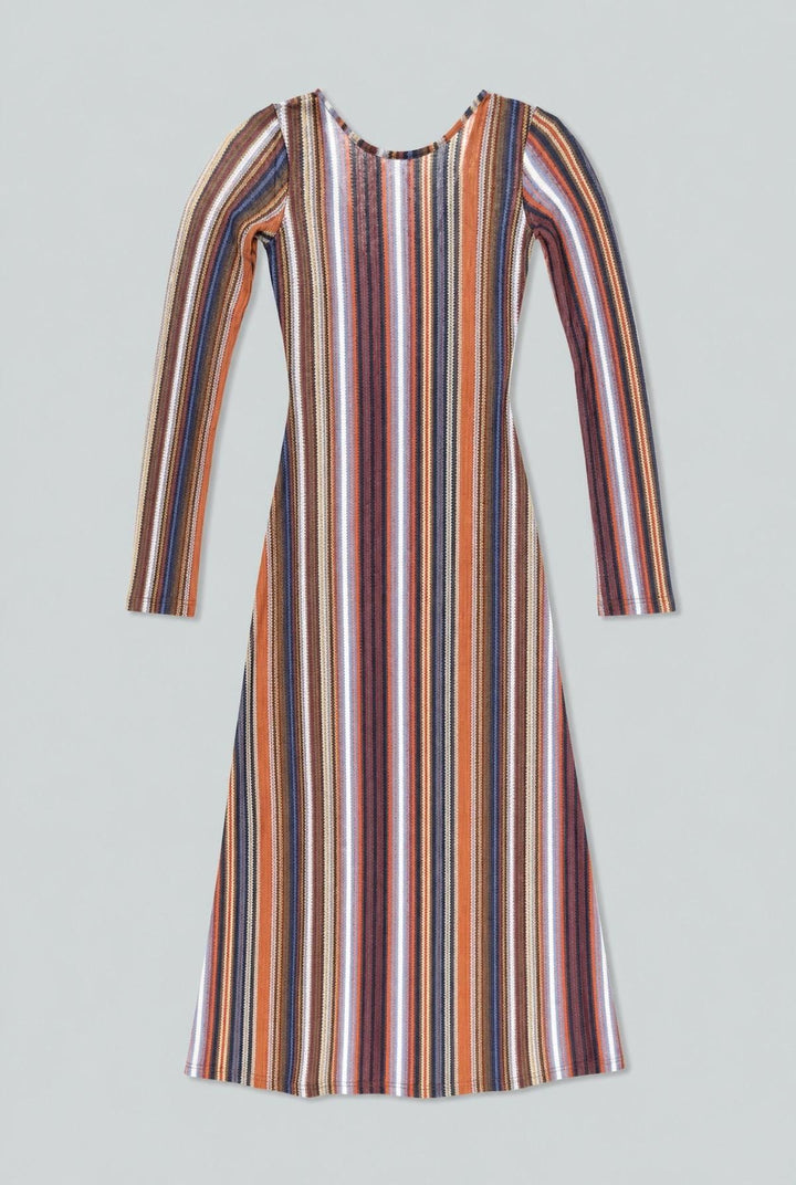 Striped Reversible Dress - Brown Combo
