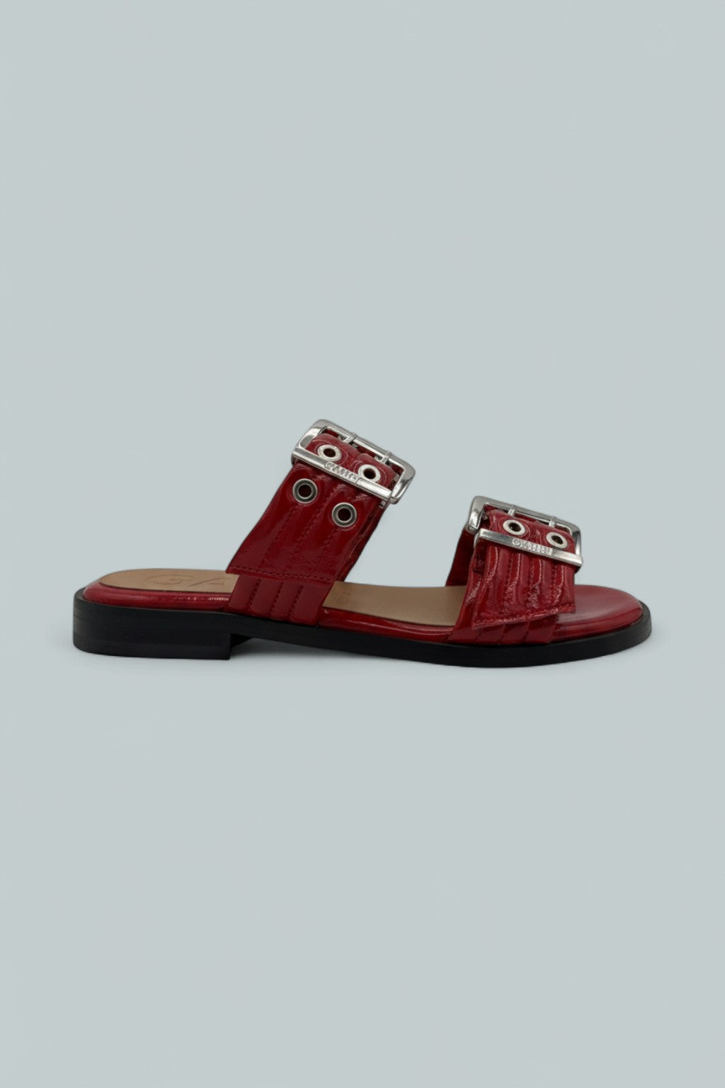 Buckle Two-Strap Sandal - Racing Red