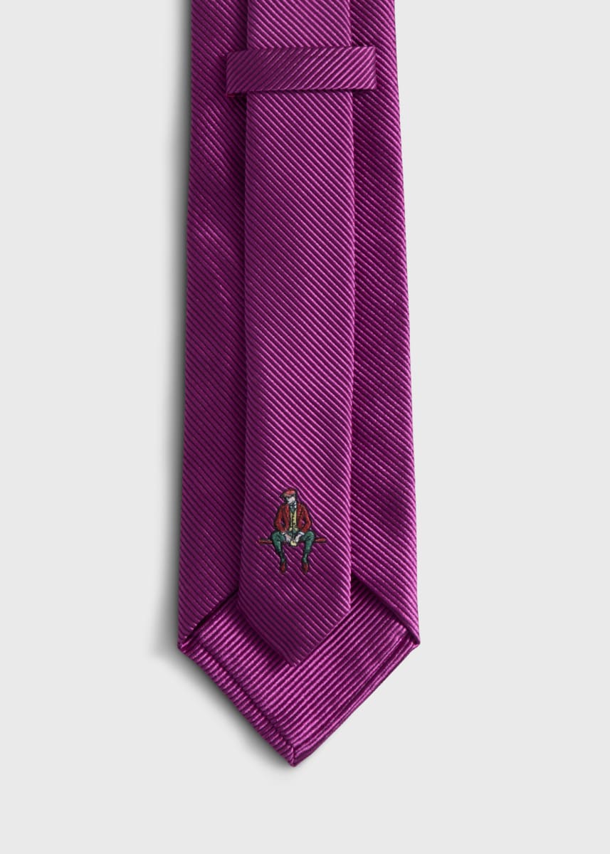 Solid Mogador Silk & Cotton Tie - Dark Fuschia