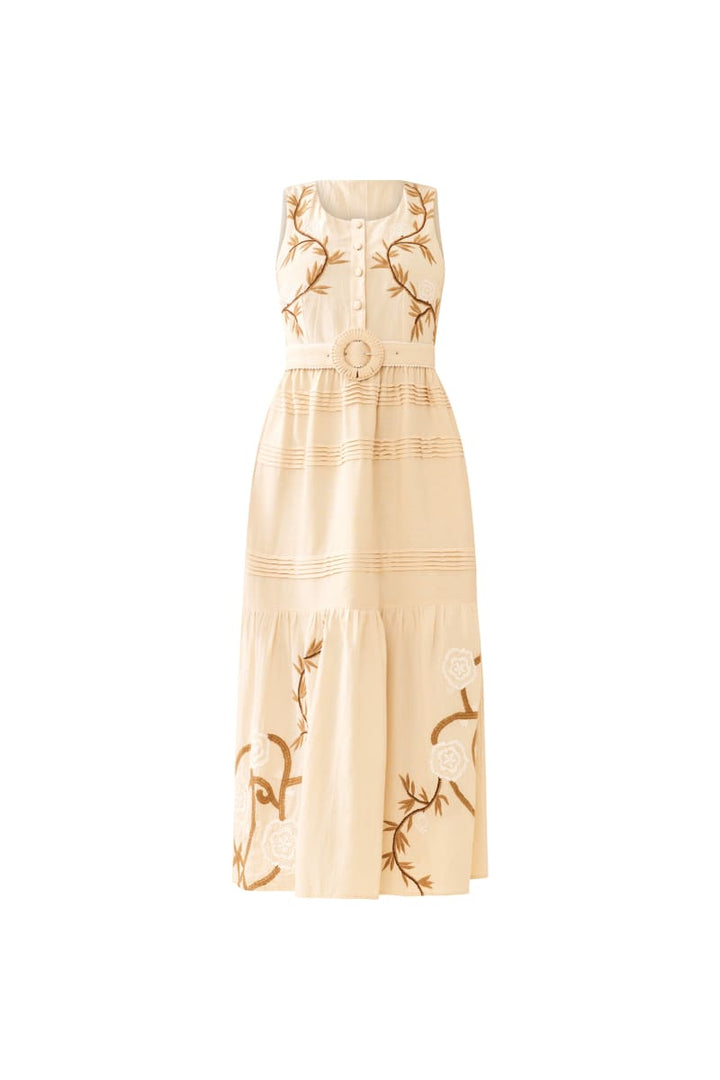 Sophia Dress - Khaki Garden