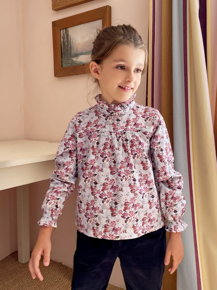 Margaret Blue Flower Blouse - Blue Flowers