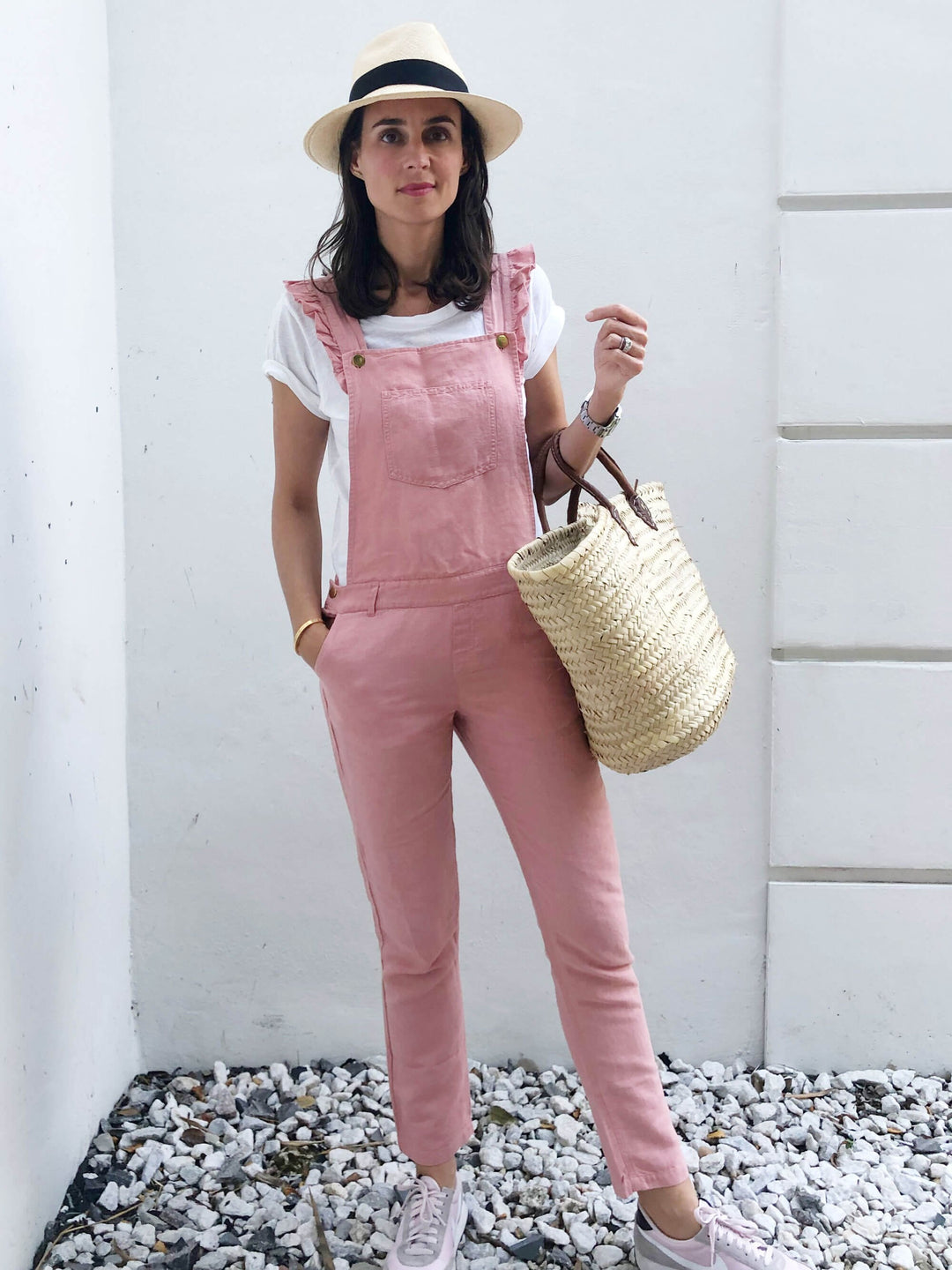 Georgette Pink Linen Overall - Sandy Pink