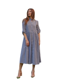 Liza Midi Ruffle Shirt Dress - Black And White Gingham