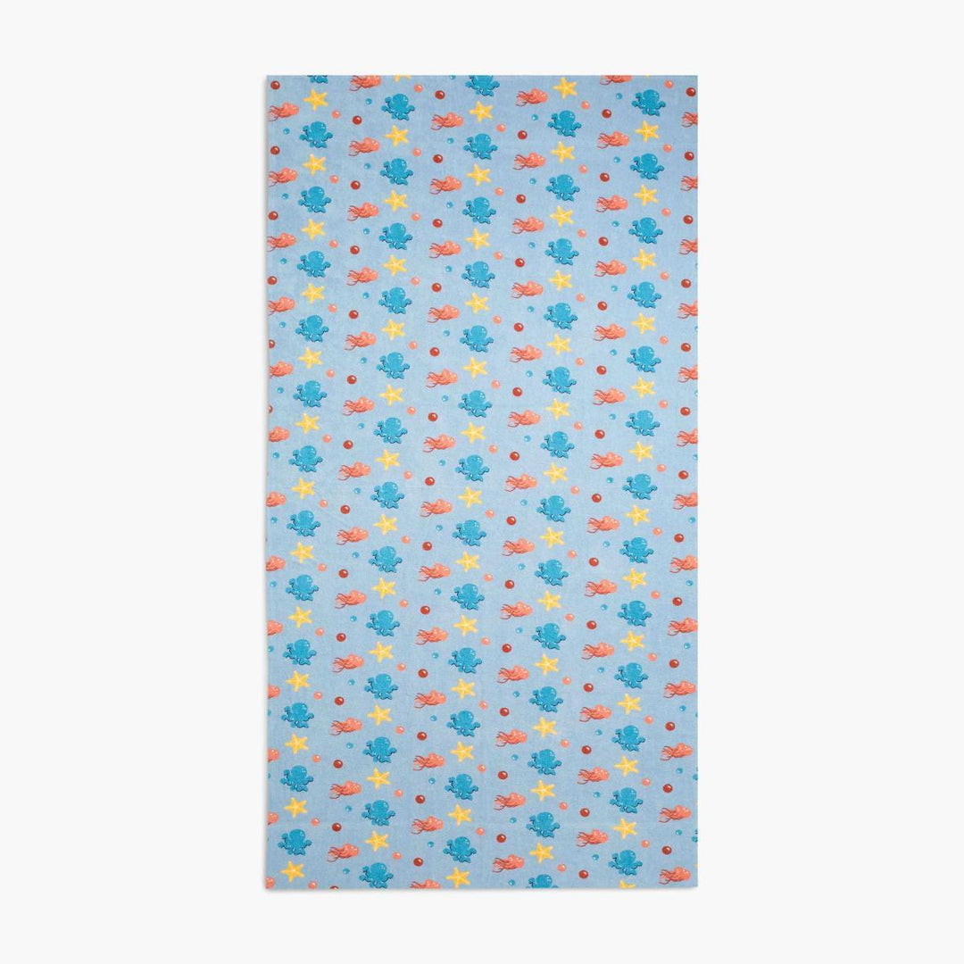 Terry Beach Towel - Under the Sea on Light Blue