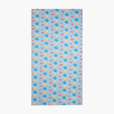 Terry Beach Towel - Under the Sea on Light Blue