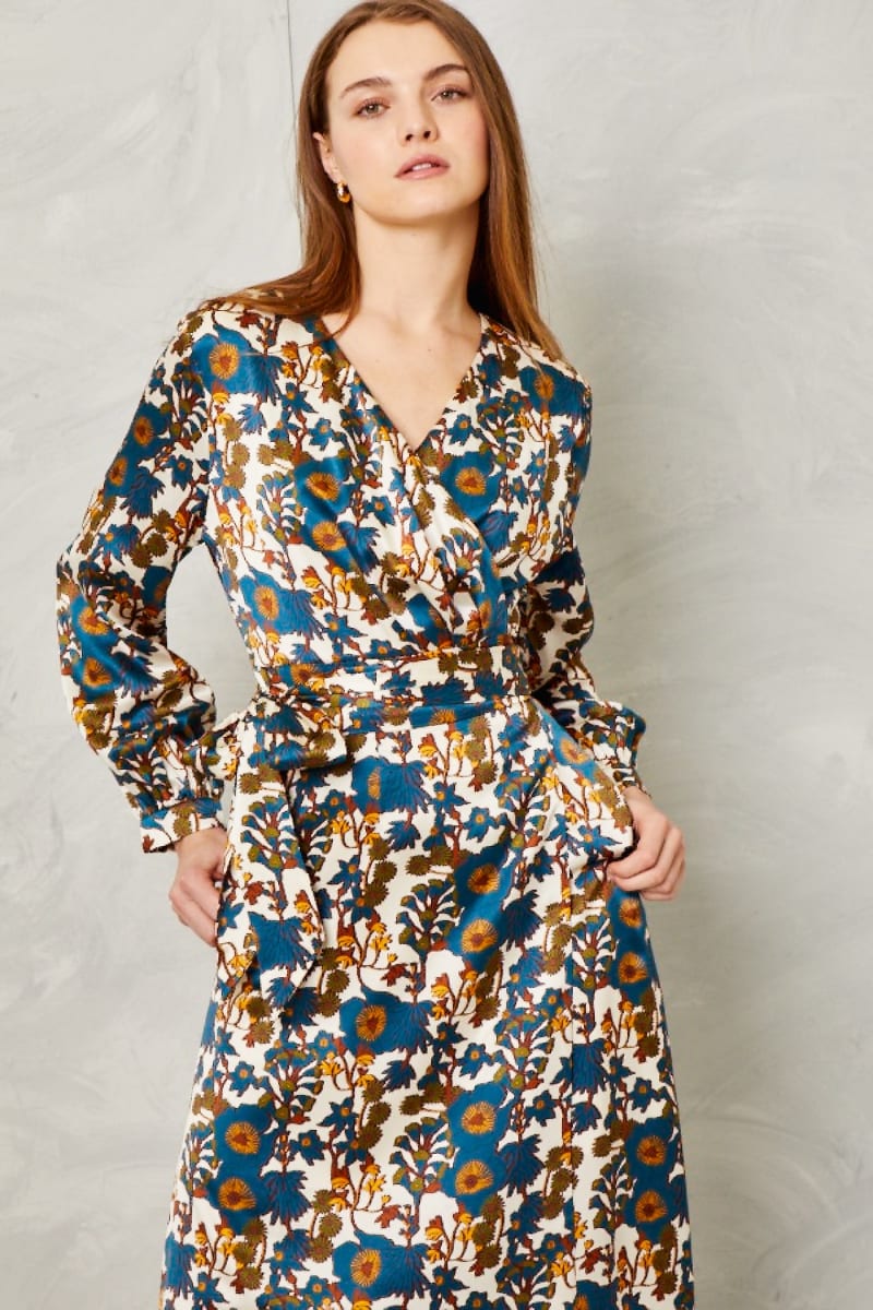 Rose Dress - Silk-Yellowstone Blanc Floral