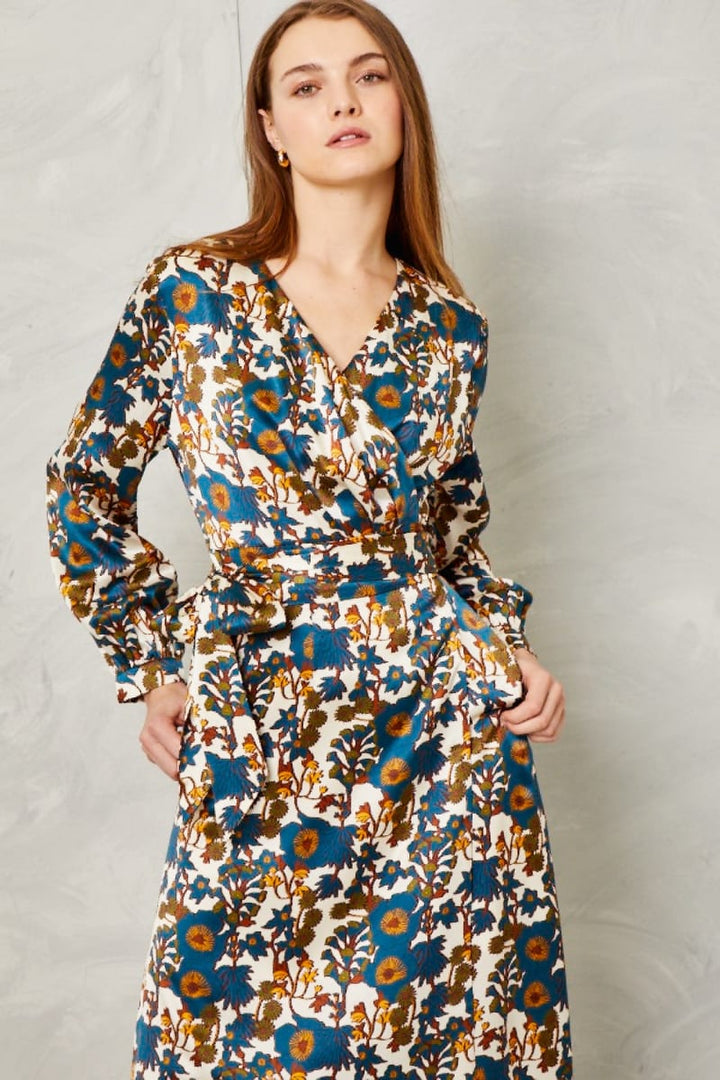 Rose Dress - Silk-Yellowstone Blanc Floral