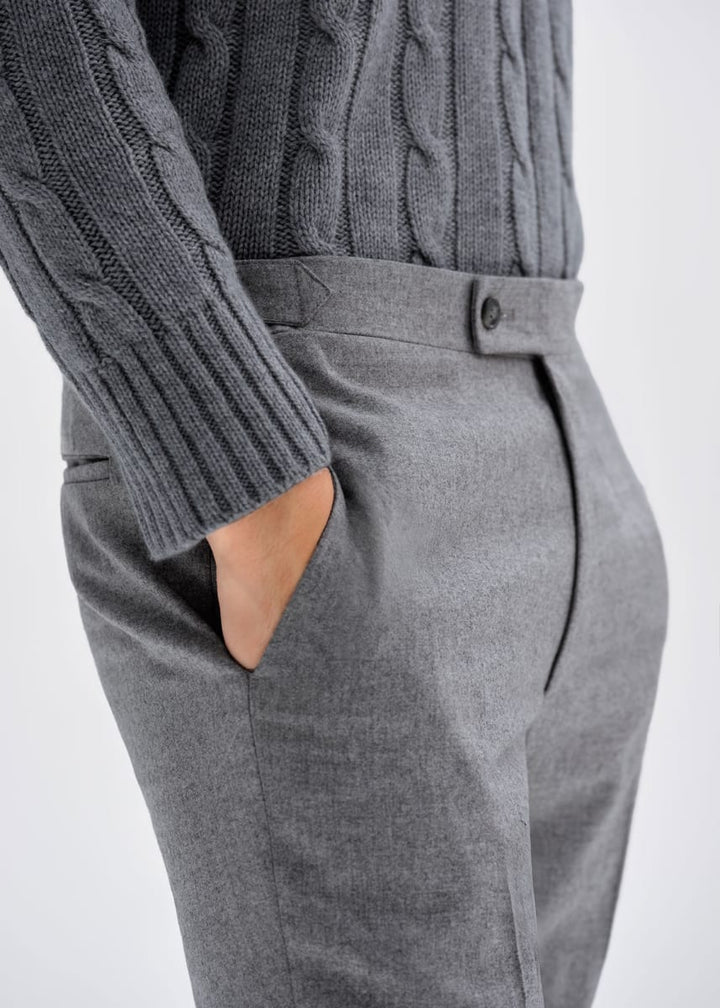 Wool Flannel Trouser - Light Grey