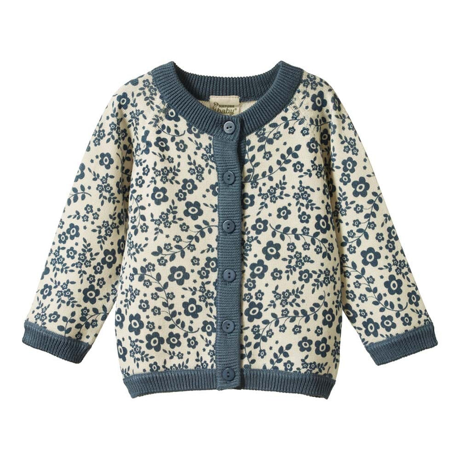 Piper Cardigan - Large Daisy Belle Blue Print Cardigans Nature Baby 