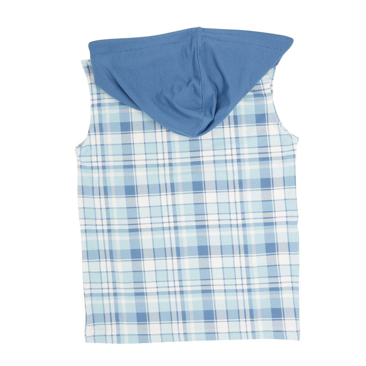 Tank Hoodie - Plaid Blue